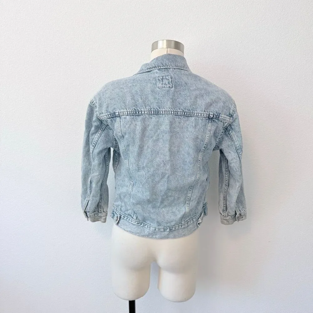 Gap Cropped Acid Wash Denim Jean Jacket Blue Coat Distressed L